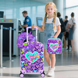AGSDON 5 - Piece Luggage for Girls – Adorable Hardshell Kids Suitcase with 360° Spinner Wheels, Lightweight Airline - Approved Carry - On (16") Set for Travel, Sweetheart Purple