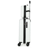 AGVOTK 21" Hardside Carry On Luggage 22x14x9 Airline Approved with Spinner Wheels, Lightweight Suitcase Set with Phone Holder and USB Port, 2 Piece (Pearl White, 21" Carry On & 14" Cosmetic Case)