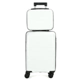 AGVOTK 21" Hardside Carry On Luggage 22x14x9 Airline Approved with Spinner Wheels, Lightweight Suitcase Set with Phone Holder and USB Port, 2 Piece (Pearl White, 21" Carry On & 14" Cosmetic Case)