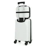 AGVOTK 21" Hardside Carry On Luggage 22x14x9 Airline Approved with Spinner Wheels, Lightweight Suitcase Set with Phone Holder and USB Port, 2 Piece (Pearl White, 21" Carry On & 14" Cosmetic Case)