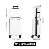AGVOTK 21" Hardside Carry On Luggage 22x14x9 Airline Approved with Spinner Wheels, Lightweight Suitcase Set with Phone Holder and USB Port, 2 Piece (Pearl White, 21" Carry On & 14" Cosmetic Case)