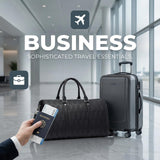 AGVOTK Luxury Black Woven Leather Weekender Duffel Bag – Men Women Travel Carry - On, Large Overnight Bag with Handles & Adjustable Shoulder Strap.