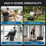 AGVOTK Luxury Black Woven Leather Weekender Duffel Bag – Men Women Travel Carry - On, Large Overnight Bag with Handles & Adjustable Shoulder Strap.