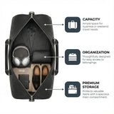 AGVOTK Luxury Black Woven Leather Weekender Duffel Bag – Men Women Travel Carry - On, Large Overnight Bag with Handles & Adjustable Shoulder Strap.