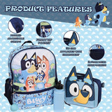 AI ACCESSORY INNOVATIONS Bluey 4 Piece Backpack Set for Pre School Girls & Boys, Kids 16" School Bag