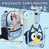 AI ACCESSORY INNOVATIONS Bluey 4 Piece Backpack Set for Pre School Girls & Boys, Kids 16" School Bag