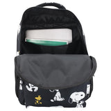 AI ACCESSORY INNOVATIONS Peanuts 16” Backpack With Front Pocket for Girls & Boys, Allover Print Bookbag Featuring Snoopy & Woodstock, Black