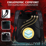 AI ACCESSORY INNOVATIONS Stranger Things Backpack with Character Graphic Pattern, Black, 16x12x5 Inches, Polyester, 3 Pockets, Water Repellent, Adjustable Straps, Padded Back