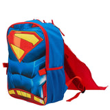 AI ACCESSORY INNOVATIONS Superman 2 Piece Backpack Set, Boys 16" Superhero School Bag with Detachable Cape, Lunch Box