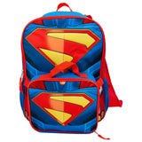 AI ACCESSORY INNOVATIONS Superman 2 Piece Backpack Set, Boys 16" Superhero School Bag with Detachable Cape, Lunch Box
