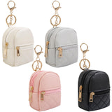 AIBFRID 4Pcs Mini Backpack Keychain,Cute Cosmetic Bag for Women Christmas Gifts,PU Leather Makeup Bag Key Pocket Lipstick Bag Card Holder Data Cable Organizer Zipper Pouch (black beige pink gray)