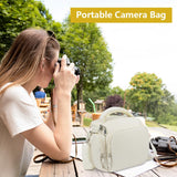 Ainiv DSLR Camera Bag, Waterproof Anti - Shock SLR Camera Case, Large Adjustable Shoulder Strap Camera Backpack, Portable Crossbody Single Shoulder Backpacks Compatible with Canon, Sony, Nikon, Beige