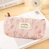 AKIRO Pencil Case, Cute Floral Flower Canvas Zipper Pencil Cases Lovely Fabric Flower Tree Pen Bags Supplies 4 Pcs