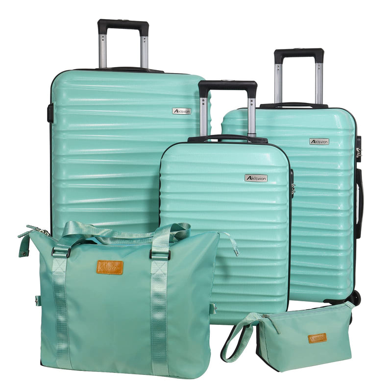 Aklsvion Luggage Sets 3 Piece(20/24/28) - Suitcase Set - Luggage with Wheels - PC + ABS Durable Lightweight Rotating hardshell suitcase 5PCS(Mint Green)…