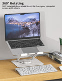 ALASHI Laptop Stand for Desk with 360° Rotating Base, Multi - Angle Adjustable Laptop Stands, Foldable Laptop Riser Compatible with 10 to 15.6 Inches PC Computer, White