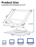 ALASHI Laptop Stand for Desk with 360° Rotating Base, Multi - Angle Adjustable Laptop Stands, Foldable Laptop Riser Compatible with 10 to 15.6 Inches PC Computer, White
