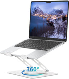 ALASHI Laptop Stand for Desk with 360° Rotating Base, Multi - Angle Adjustable Laptop Stands, Foldable Laptop Riser Compatible with 10 to 15.6 Inches PC Computer, White