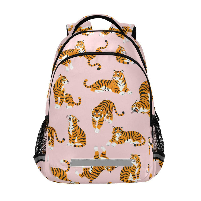ALAZA Cute Tigers on Pink Backpack for Students Boys Girls School Bag Travel Daypack