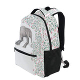 ALAZA Elephant With Flowers Floral White Stylish Large Backpack Personalized Laptop iPad Tablet Travel School Bag with Multiple Pockets