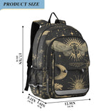 ALAZA Esoteric Alchemy Mystical Crescent Sun Stars Floral Elements School Backpacks Reflective Safety Backpack