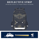 ALAZA Esoteric Alchemy Mystical Crescent Sun Stars Floral Elements School Backpacks Reflective Safety Backpack