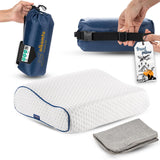 alkamto Travel & Camping Comfortable Memory Foam Pillow – Easy to Carry Portable Bag – Temperature Regulating Pillow Case (White | Backpacks4Less