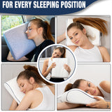 alkamto Travel & Camping Comfortable Memory Foam Pillow – Easy to Carry Portable Bag – Temperature Regulating Pillow Case (White Contour + Extra Cover)