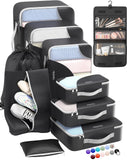 ALL INCLUDED 10 Set Durable Packing Cubes for Suitcases,OlarHike Essentials for Travel,UPGRADED Anti - Tear Stitching, NEW Improved Luggage Packing Organizers for Travel Accessories (Black)