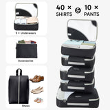 ALL INCLUDED 10 Set Durable Packing Cubes for Suitcases,OlarHike Essentials for Travel,UPGRADED Anti - Tear Stitching, NEW Improved Luggage Packing Organizers for Travel Accessories (Black)