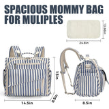ALLCAMP Diaper Backpack, Waterproof Large Capacity Baby Bag, Multi - Function Nappy Bag with Stroller Hooks, Convertible Tote (Blue Stripe)