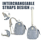 ALLCAMP Diaper Backpack, Waterproof Large Capacity Baby Bag, Multi - Function Nappy Bag with Stroller Hooks, Convertible Tote (Blue Stripe)