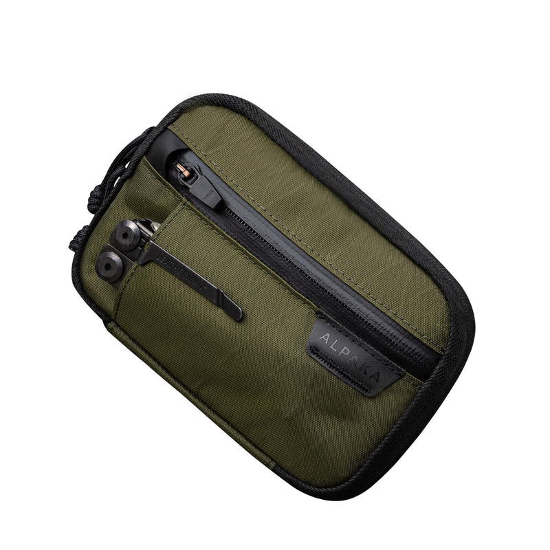 ALPAKA Admin Pouch Pro EDC Organizer - Small Tool Pouch with Smooth Zipper, Weatherproof X - Pac Fabric, Electronics Storage for Travel - Olive Green X - Pac X42 Material