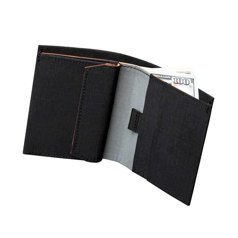 ALPAKA Ark Bifold Coin Wallet Mens Minimalist RFID Blocking Front Pocket Wallet with Magnetic Coin Pouch - Holds 5 Cards Plus Cash - Black Axogrid 210D