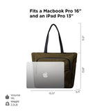 ALPAKA Bravo Tote Bag for 16 Inch MacBook Pro – Weatherproof 16 Inch Laptop Briefcase for Men & Women, Work Travel Tote with Adjustable Shoulder Strap, Army Green Axoflux 600D