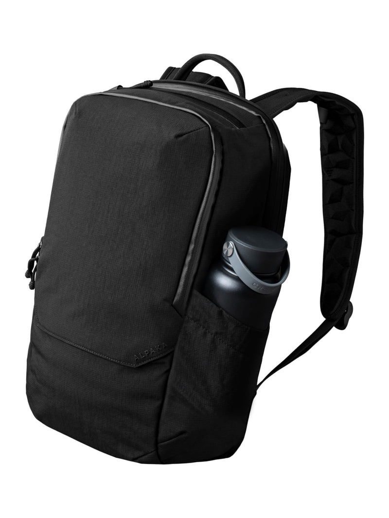 ALPAKA Elements Backpack Pro 24L - Black Laptop Backpack Fits 16'' Laptop with Dual Bottle Pockets, Travel Backpack for Men, Weather - Resistant 400D Axoflux Fabric for Business or College