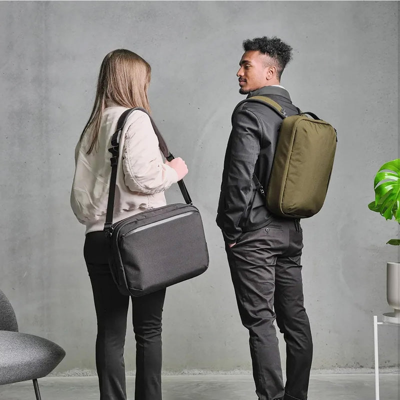 ALPAKA Elements Tech Brief Pro 12L - 3 - in - 1 Recycled Fabric Laptop Briefcase Backpack for 16" Laptop, Anti - Theft Secure with Luggage Pass - Through, Water - Resistant, Fits Tech & Business Essentials,Black