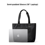 ALPAKA Elements Tote 20 L - Spacious Interior Tote Bag with Foldable,Semi - padded Sleeve fits 16" Laptop, Built In Bottle Pocket,Magnetic Closure,Waterproof Fabric,Carabiner Loops,Black Axoflux 210D