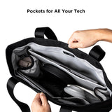 ALPAKA Elements Tote 20 L - Spacious Interior Tote Bag with Foldable,Semi - padded Sleeve fits 16" Laptop, Built In Bottle Pocket,Magnetic Closure,Waterproof Fabric,Carabiner Loops,Black Axoflux 210D