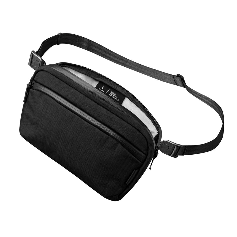 ALPAKA Flight Sling 2L - Small Sling Bag For Men Travel Lightweight,Portable, Packable, with Quick Release Shoulder Strap - Integrated Key Leash - WeatherProof,Black Axoflux 400