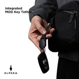 ALPAKA Flight Sling 2L - Small Sling Bag For Men Travel Lightweight,Portable, Packable, with Quick Release Shoulder Strap - Integrated Key Leash - WeatherProof,Black Axoflux 400
