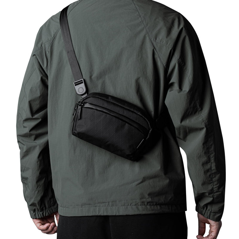 ALPAKA Flight Sling Bag 1L - Small Men's Crossbody Bag with YKK Zipper, Adjustable & Detachable Shoulder Strap, Weather - resistant Fabric Compact EDC Sling for Daily Essentials (Black X - Pac VX42)