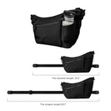 ALPAKA Flow Satchel 4L - Premium EDC Crossbody Bag, Key Tether, Expandable Bottle Pocket Sling Bags, Luggage Pass - Through, Weatherproof Fabric Black Axoflux 210D