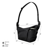 ALPAKA Flow Satchel 4L - Premium EDC Crossbody Bag, Key Tether, Expandable Bottle Pocket Sling Bags, Luggage Pass - Through, Weatherproof Fabric Black Axoflux 210D