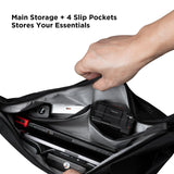 ALPAKA Flow Satchel 4L - Premium EDC Crossbody Bag, Key Tether, Expandable Bottle Pocket Sling Bags, Luggage Pass - Through, Weatherproof Fabric Black Axoflux 210D