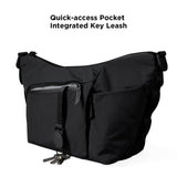ALPAKA Flow Satchel 4L - Premium EDC Crossbody Bag, Key Tether, Expandable Bottle Pocket Sling Bags, Luggage Pass - Through, Weatherproof Fabric Black Axoflux 210D