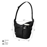 ALPAKA Flow Satchel Mini 2L - Crossbody Bag, Water Resistant Shoulder Bag, Expandable Bottle Pocket, YKK Zippers, Key Tether, Adjustable Strap, Travel Luggage Sleeve, Black Axoflux 210D Fabric