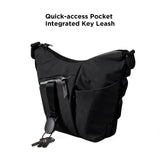 ALPAKA Flow Satchel Mini 2L - Crossbody Bag, Water Resistant Shoulder Bag, Expandable Bottle Pocket, YKK Zippers, Key Tether, Adjustable Strap, Travel Luggage Sleeve, Black Axoflux 210D Fabric