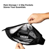ALPAKA Flow Satchel Mini 2L - Crossbody Bag, Water Resistant Shoulder Bag, Expandable Bottle Pocket, YKK Zippers, Key Tether, Adjustable Strap, Travel Luggage Sleeve, Black Axoflux 210D Fabric