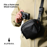 ALPAKA Go Sling Nano 1.6L Compact Camera Sling Bag for Men - Small EDC Crossbody Bags for Point & Shoot Cameras - Weatherproof Shoulder Bag with Detachable Strap (8.6"x5.3"x3.2") - Black X - Pac VX21