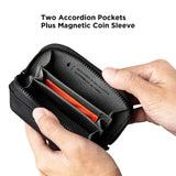 ALPAKA Hub Zip Pocket Black Axoflux 300D - Zipper Wallet - Key Pouch for Car Keys - 30 Cards Max - Two Accordion Storage Sections - Magnetic Closure SD Card Case - HUB Accessories Compatible